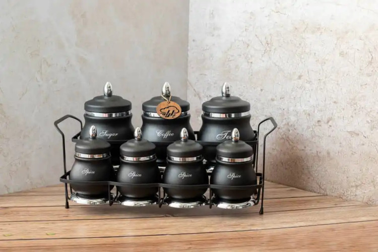 پاسماوری 7 پارچه مدرن با رنگ نقره ای مشکی