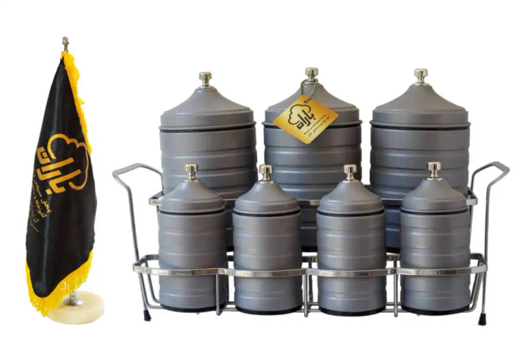 پاسماوری 7 پارچه مدرن با رنگ طوسی و نقره ای استوانه