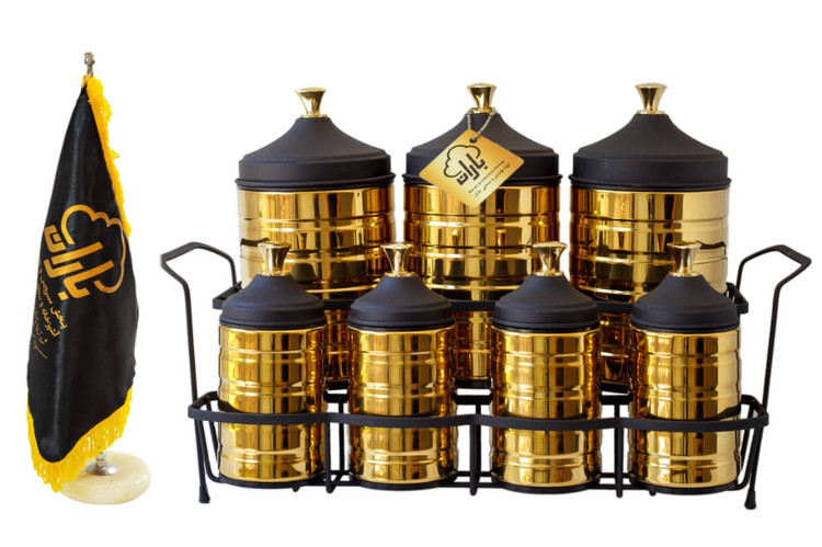 پاسماوری 7 پارچه مدرن با رنگ مشکی و طلایی