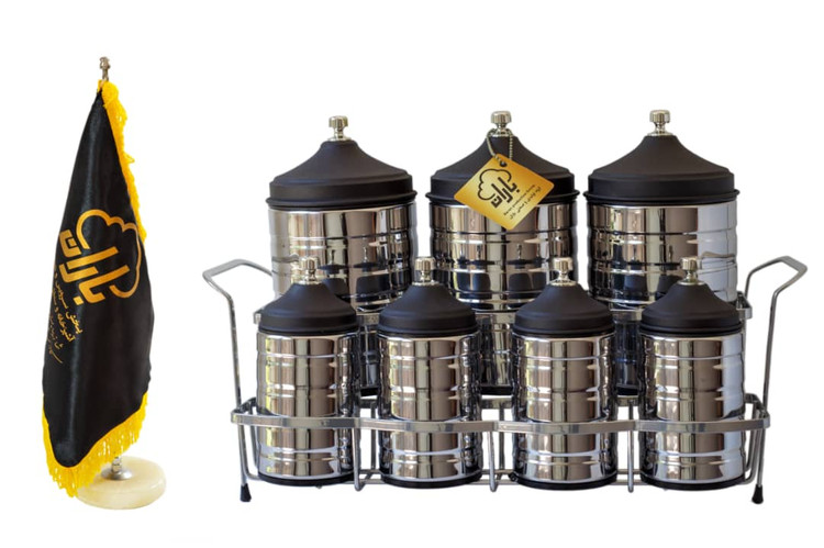 پاسماوری 7 پارچه مدرن با مشکی و نقره ای